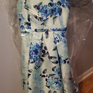 Girls Size 14 Mint Floral Formal Flare Dress